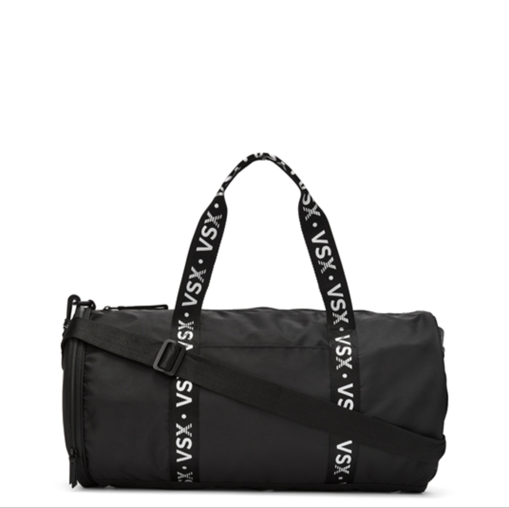 Victoria's Secret VSX Black and White Logo Duffel Tote Bag Gym Duffle Weekender